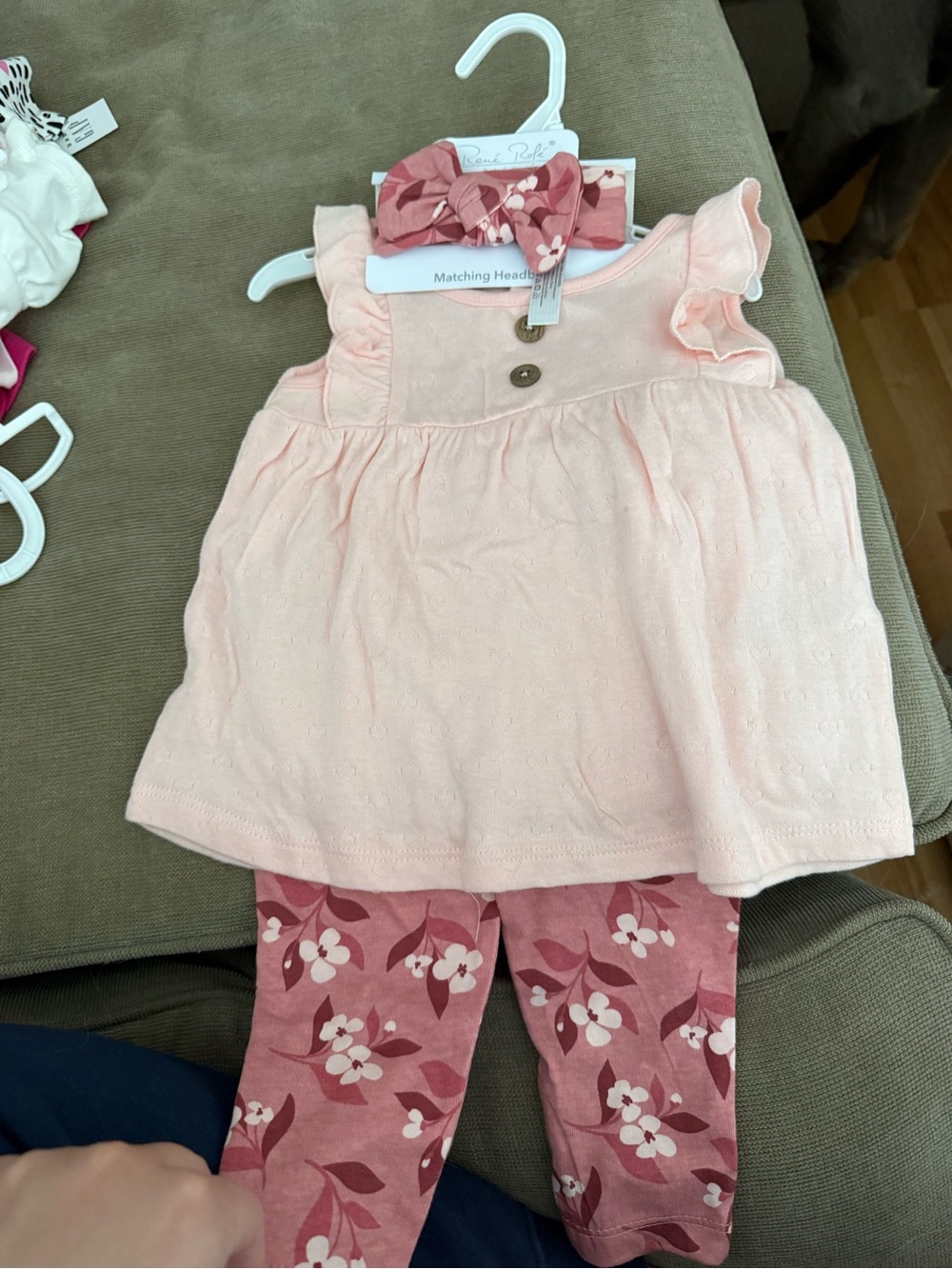 Peach Floral 3-Piece Baby Outfit with Matching Headband